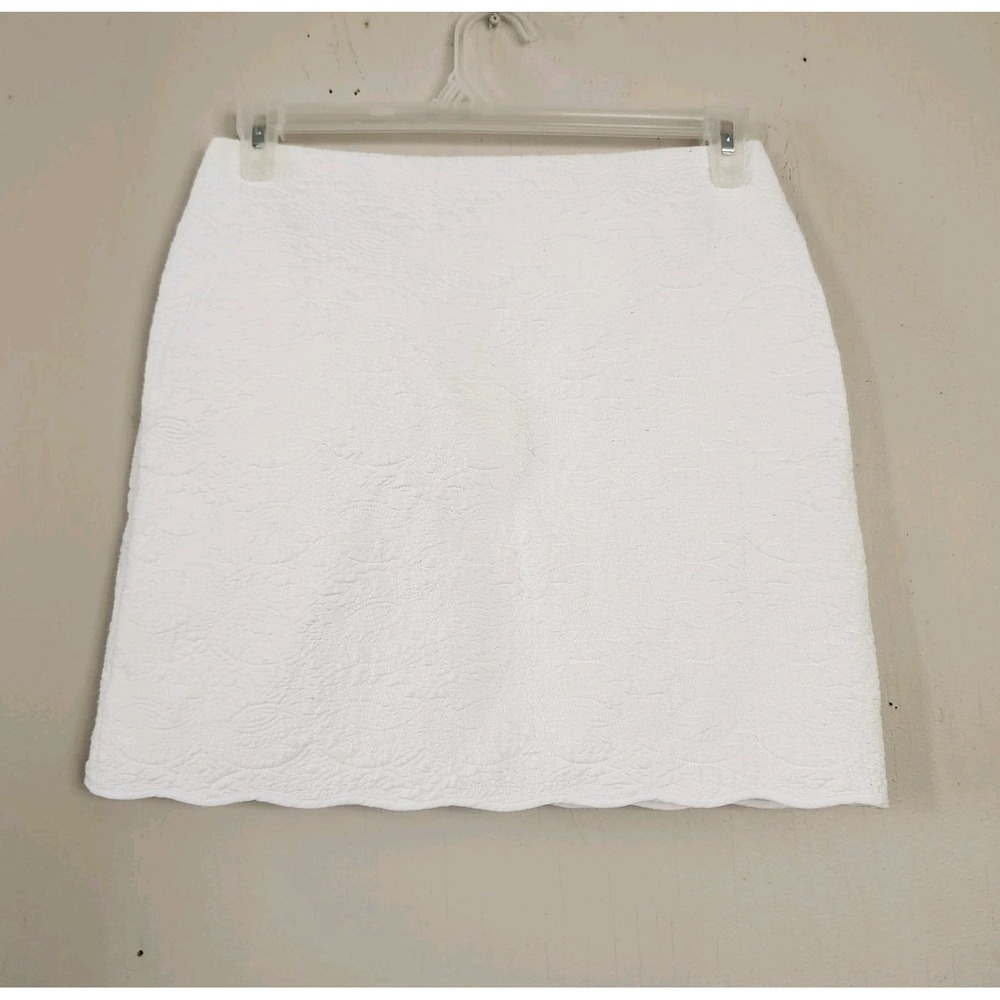J. Crew Womens Size 6 White Quilted Textured Short Mini Skirt Career Casual Zip
